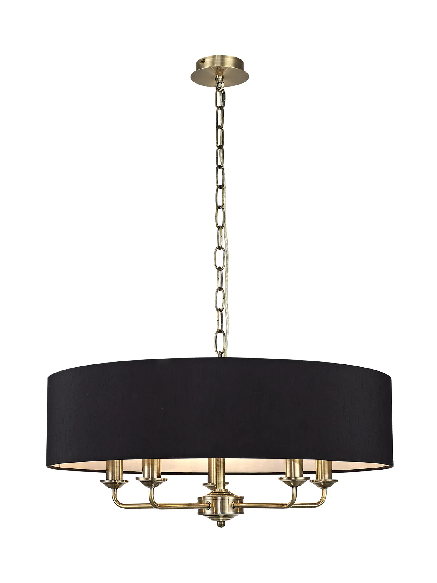 DK0034  Banyan 60cm 5 Light Pendant Antique Brass; Black